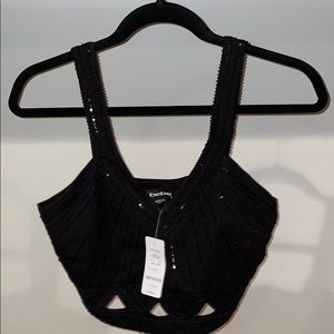 NWT Bebe Crop Top with Sequin Detail